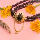 Image 2 of Antique garnet bead necklace with gold decorative clasp