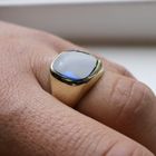 Image 7 of Gold signet ring with synthetic sapphire