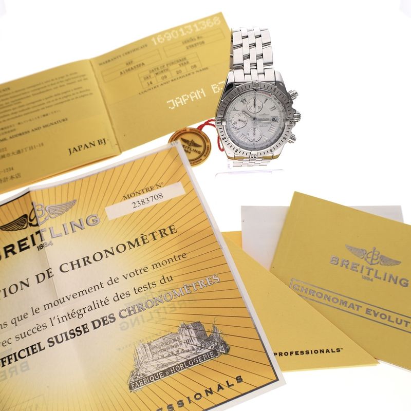 Image 19 of Breitling Chronomat Evolution 'White' A13356; Chronograph men's watch