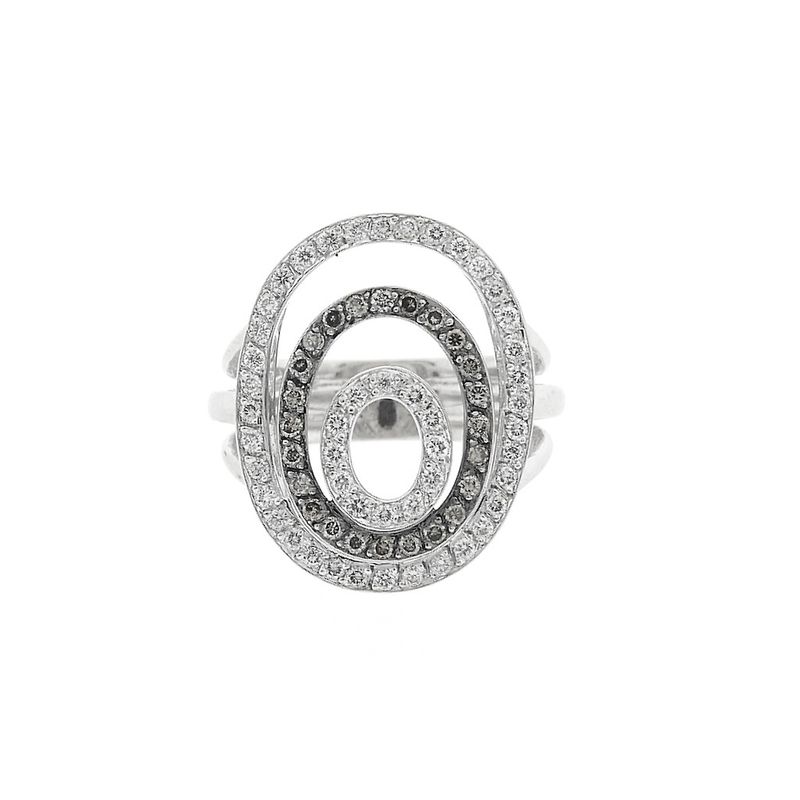 Image 2 of White gold ring with white and champagne diamonds; 0.72 ct.