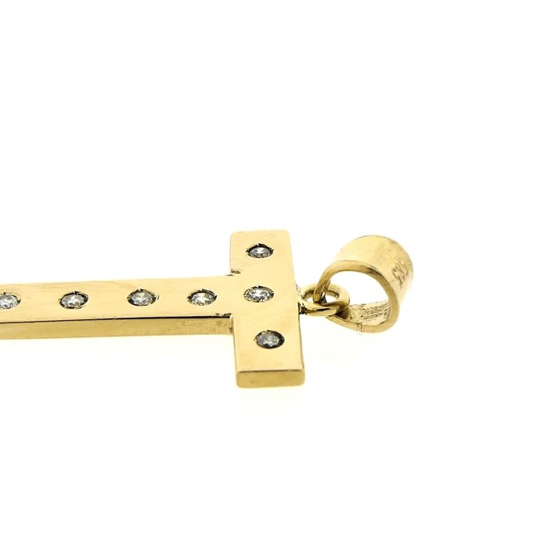 Image 8 of Gold pendant of the letter T with diamond; 0.035 ct.