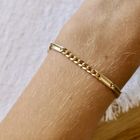 Image 3 of Gold closed Figaro link bracelet