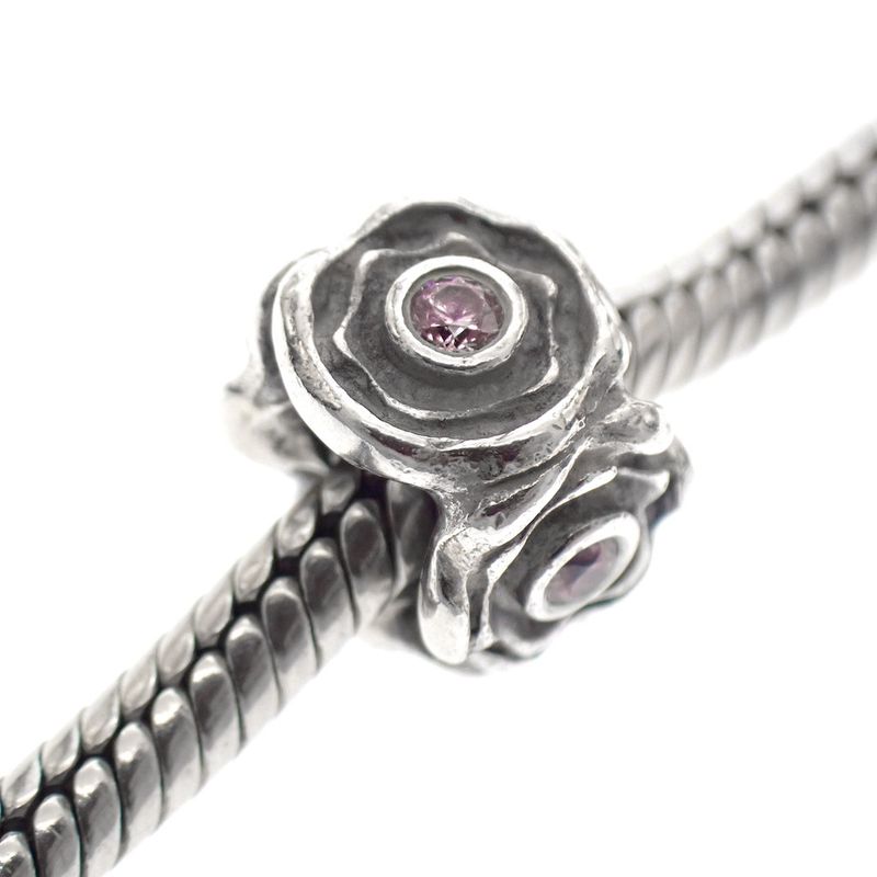 Image 2 of Pandora charm; Silver; Pink Rose