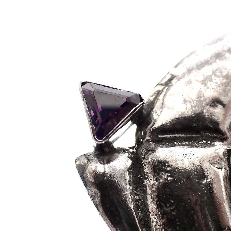 Image 2 of Large silver artistic brooch with amethyst | With gold plate