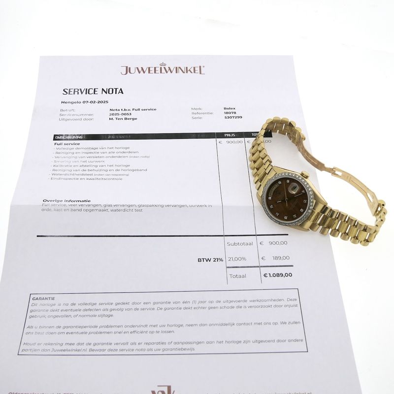 Image 9 of Rolex Day-Date 'Wood Dial' 18038; 18k gold men's watch with diamonds