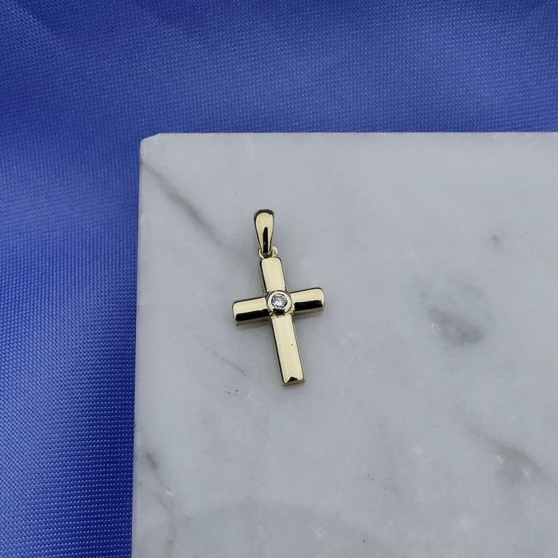 Image 8 of Gold cross pendant with diamond | 0.02 ct.