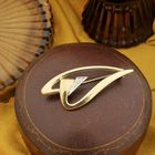 Image 7 of Gold abstract brooch with diamond 0.005 ct.