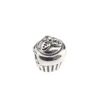 Pandora charm; Silver with gold; Cupcake