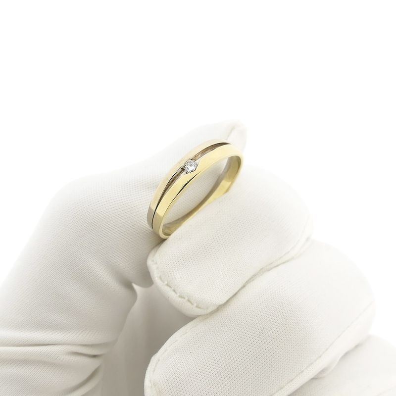 Image 10 of Two-tone gold solitaire ring with diamond; 0.035 ct.