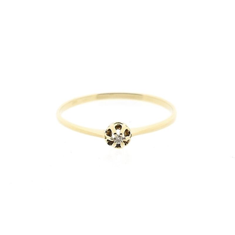 Image 3 of Gold solitaire ring with diamond; 0.01 ct.
