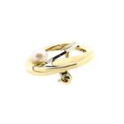 Image 5 of Bicolor brooch with cultured pearl; 8 karat