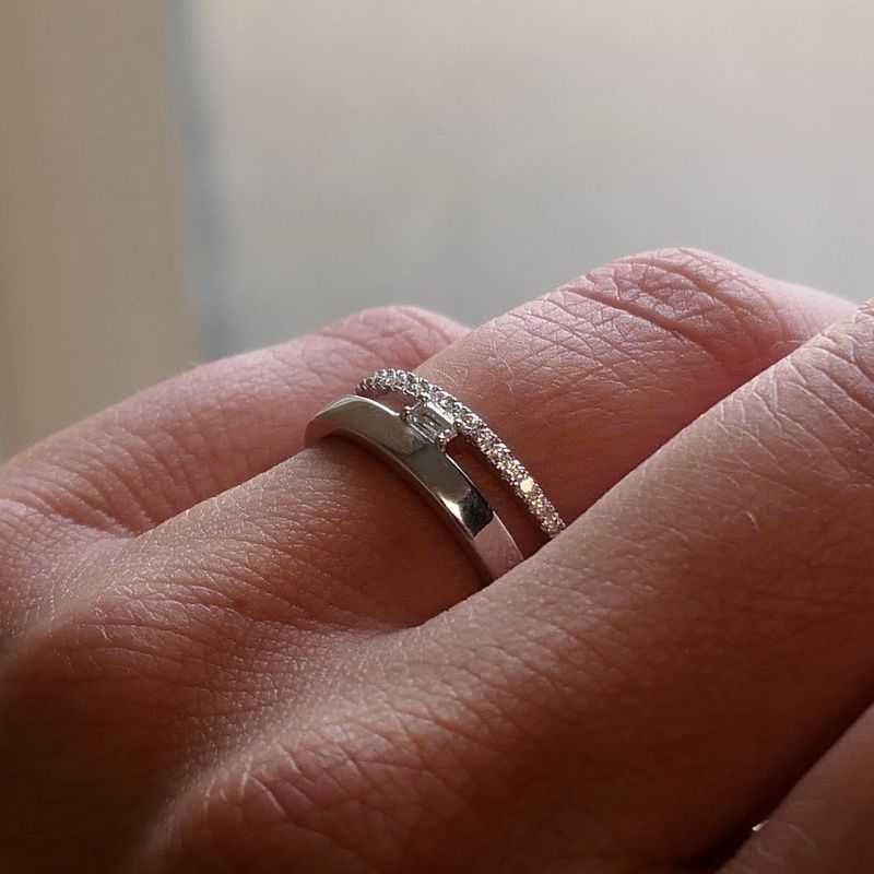 Image 7 of White Gold Ring with Diamond; 0.25 ct.; 14 Karat; Size 16.75