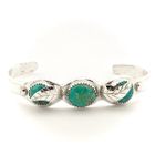 Image 1 of Silver bracelet with turquoise stones | Ø 66 mm