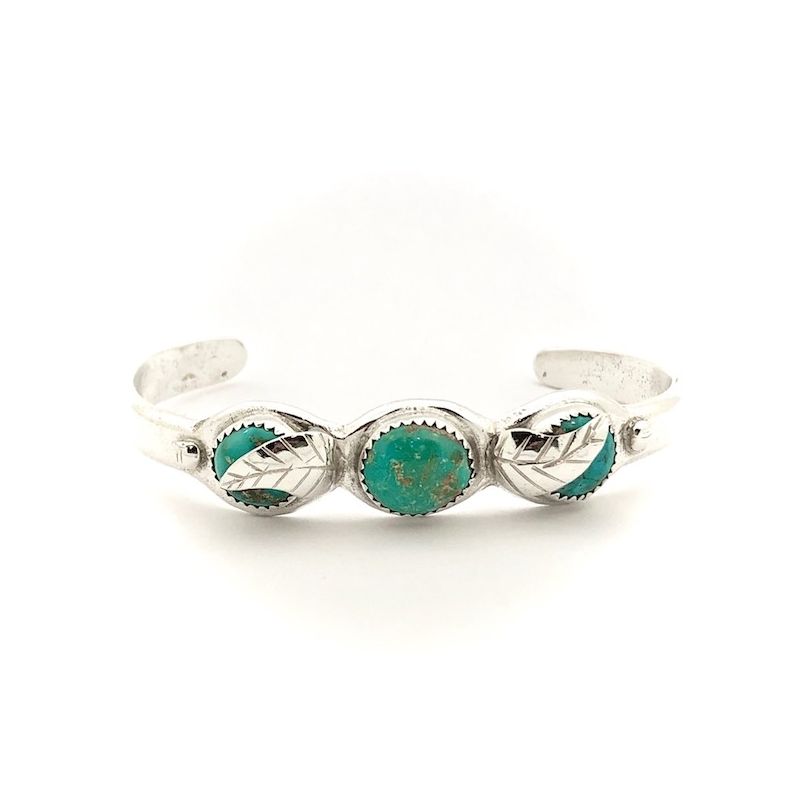 Image 1 of Silver bracelet with turquoise stones | Ø 66 mm