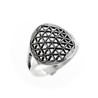Silver ring; Flower of life