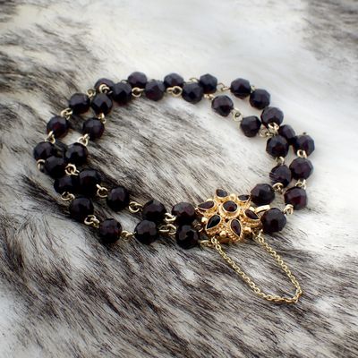 Image 2 of Antique garnet bracelet with gold decorative clasp