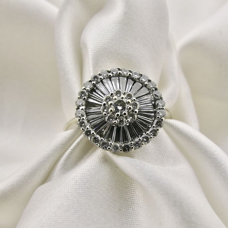 Image 4 of 18-karat white gold vintage cocktail ring with 1.96 ct. diamonds.