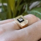 Image 2 of Gold men's signet ring with onyx and zirconia