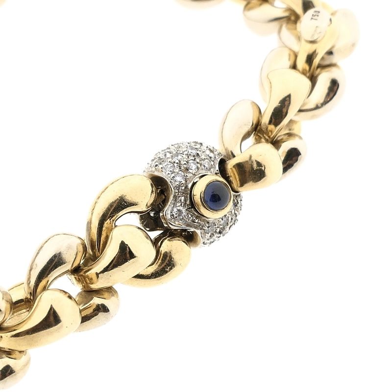 Image 4 of Cadaro two-tone gold bracelet with sapphire and diamond 0.96 ct.; 20.5 cm
