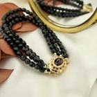 Image 7 of Glass bead bracelet with gold clasp; Antique | 19.5 cm