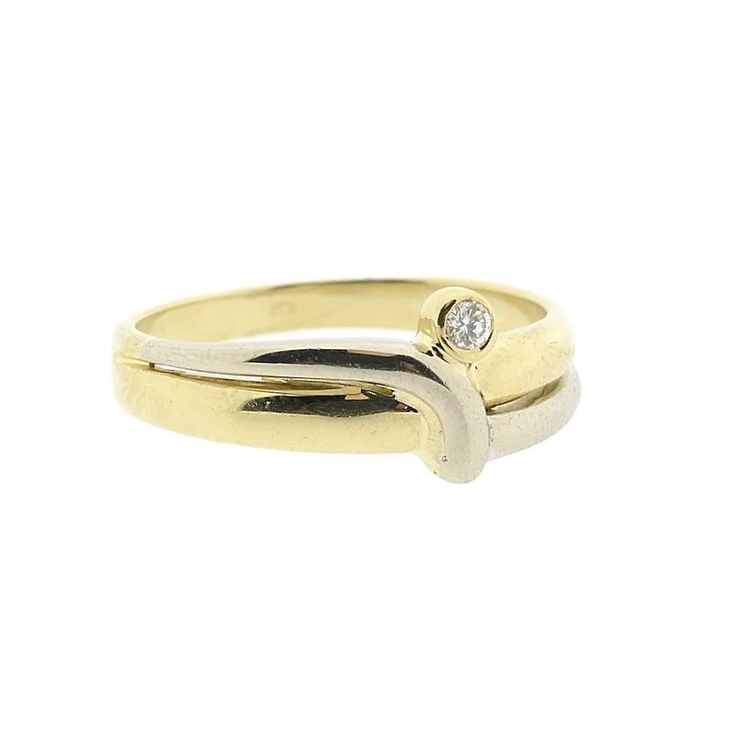 Image 4 of Two-tone gold solitaire ring with diamond; 0.02 ct.