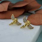 Image 2 of 21 carat gold angel stud earrings with zirconia