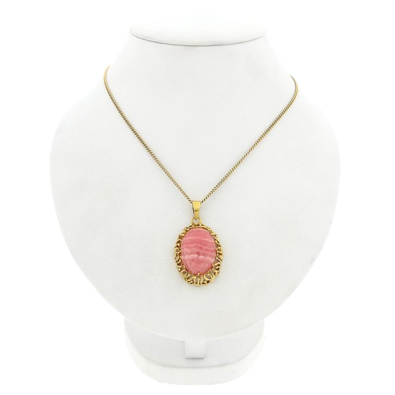 Image 3 of Vintage Gold Pendant with Rhodochrosite