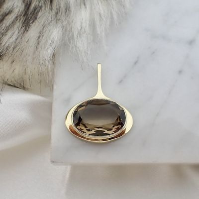 Image 2 of Gold design pendant with smoky quartz