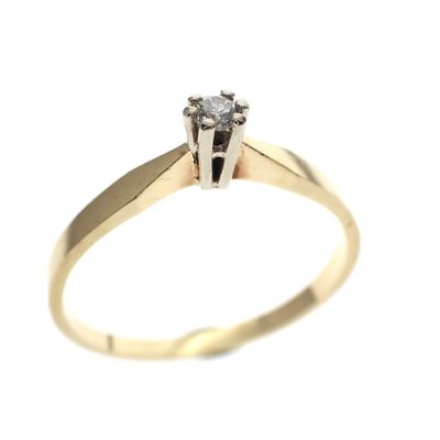 Image 1 of Gold solitaire ring with diamond 0.06 ct.