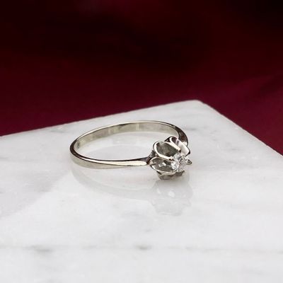Afbeelding 2 van Witgouden solitairring met diamant; 0,10 ct.