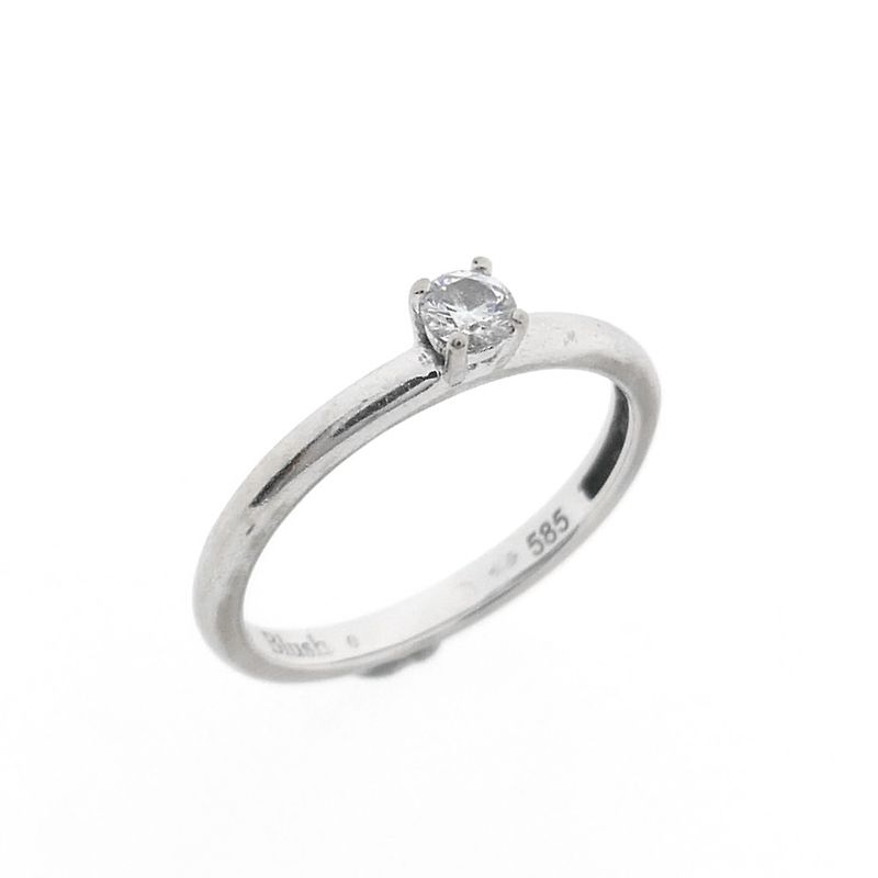 Image 1 of White gold solitaire ring with zirconia; Blush