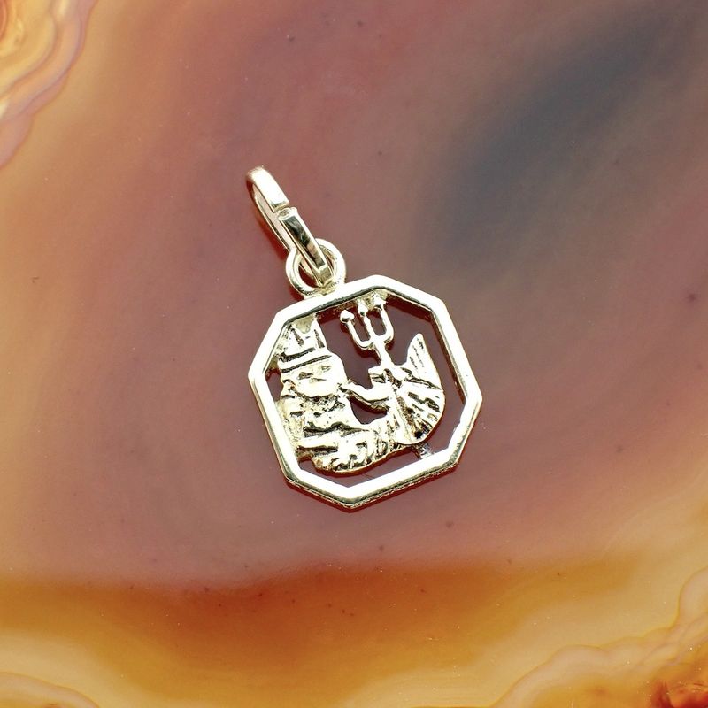 Image 2 of Gold zodiac sign pendant; Aquarius
