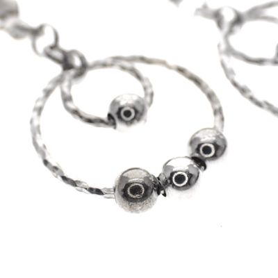 Image 2 of Silver earrings with two rings and balls | Ø 18 mm