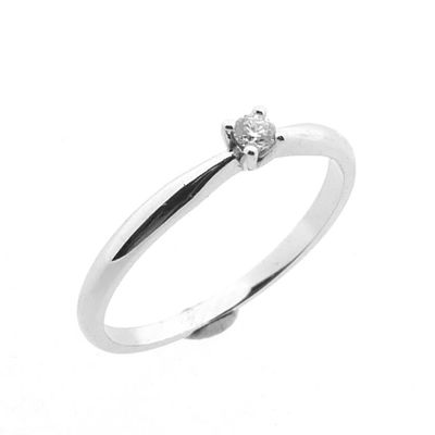 Image 1 of White gold solitaire ring with 0.06 ct diamond.