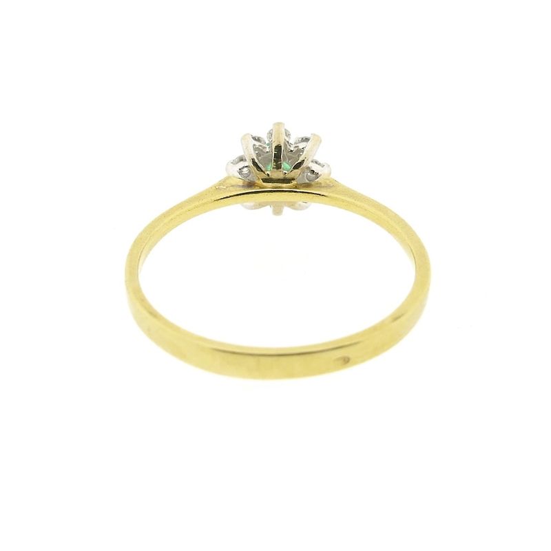Image 9 of Gold subtle entourage ring with 0.08 ct. diamond & emerald