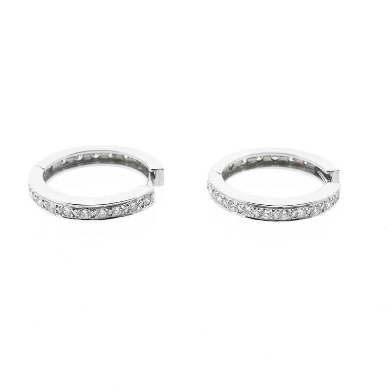 Image 12 of White Gold Hoop Earrings with Diamonds; Approx. 0.76 ct.