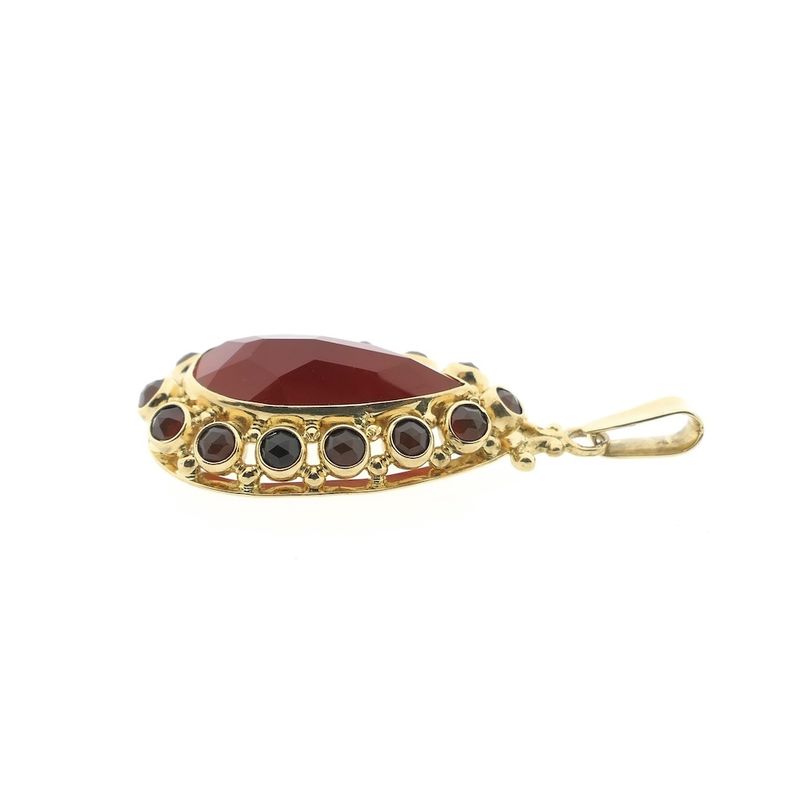 Image 3 of Vintage gold entourage pendant with carnelian