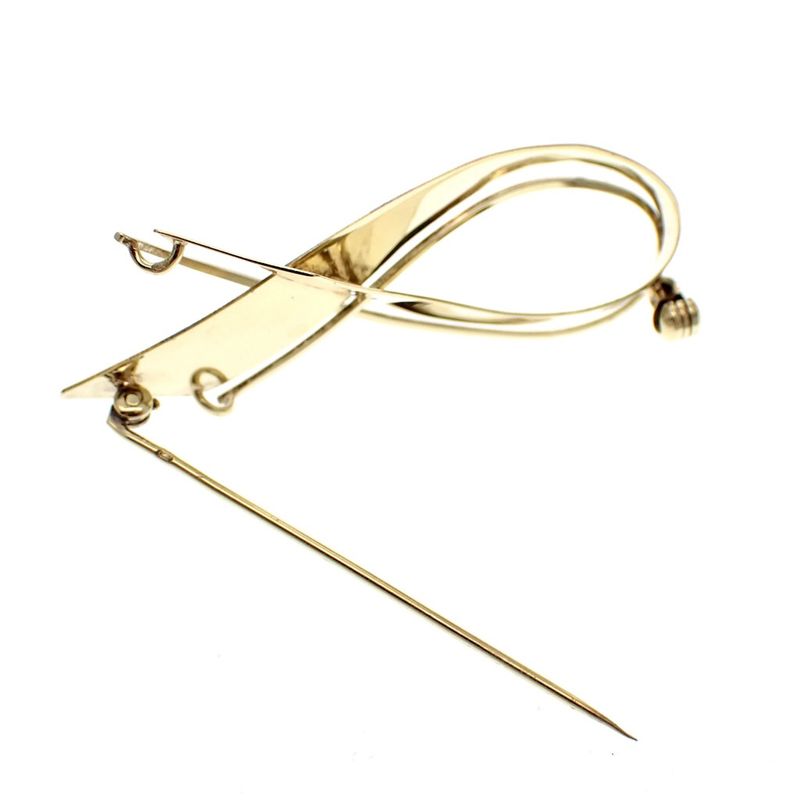 Image 5 of Tricolor gold brooch as ribbon