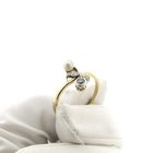 Image 7 of Gold ring with pearl and diamond | 0.10 ct.