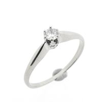 White gold solitaire ring with diamond | 0.16 ct.