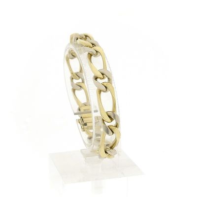 Image 1 of Two-tone gold wide gourmet link bracelet