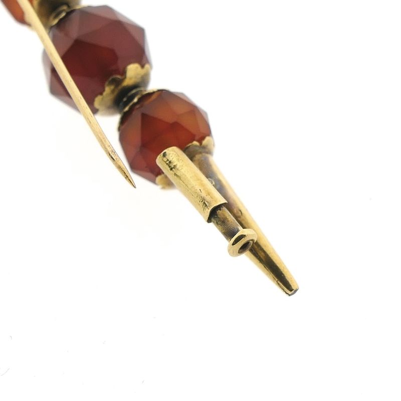 Image 7 of Vintage gold brooch with carnelian