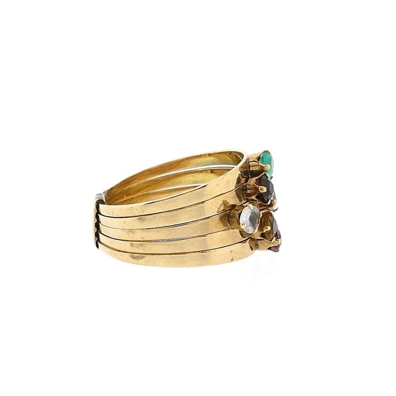 Image 5 of 18K Gold Harem Ring with Gemstones