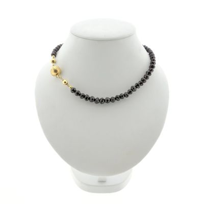 Antique garnet bead necklace with gold decorative clasp Image 1 of Antique garnet bead necklace with gold decorative clasp