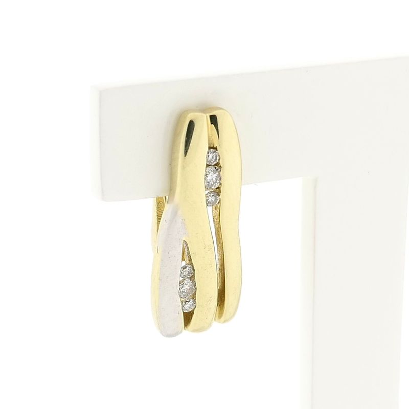 Image 4 of Bicolor Gold Earrings with Diamonds; 0.16 ct.