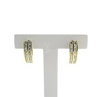 Gold semicircular earrings with zirconia