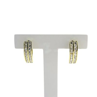 Image 1 of Gold semicircular earrings with zirconia