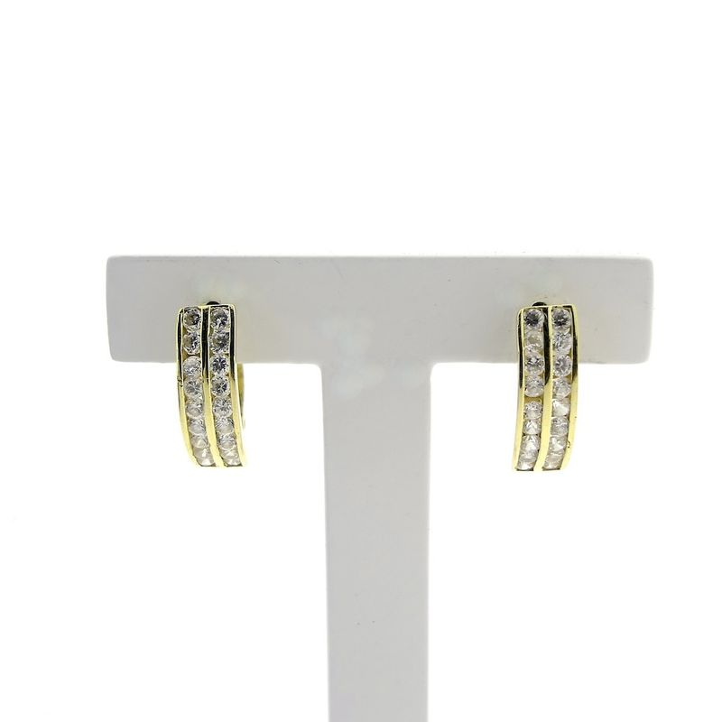 Image 1 of Gold semicircular earrings with zirconia