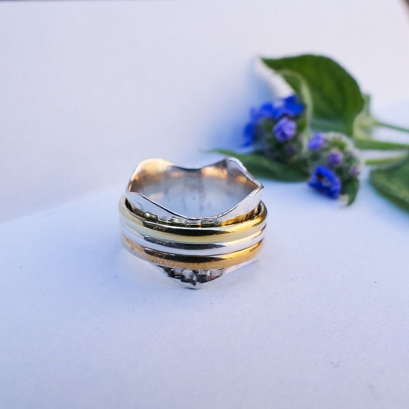 Image 2 of Silver ring with gold-plated rings