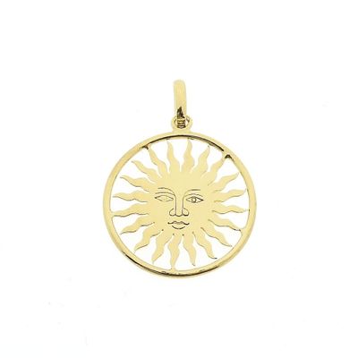 Image 1 of 18-karat gold pendant of a sun with a face | St. Moritz